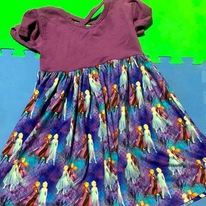 Size 4T Stretchy Purple Twirl Dress with Disney Frozen Pattern Skirt